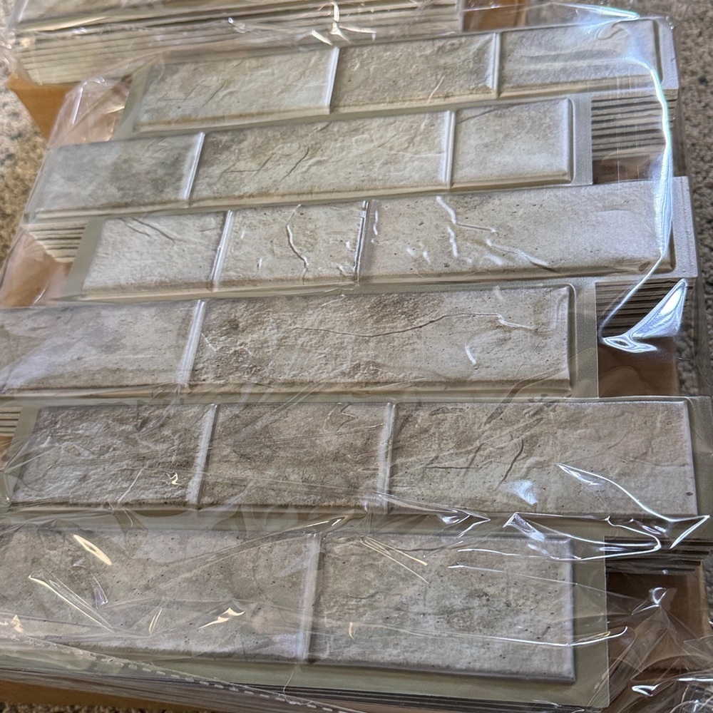 Peel and Stick Subway Tile Backsplash Dark Sage Stone Look NEW 20 Pieces 12”x12” - Picture 5 of 7